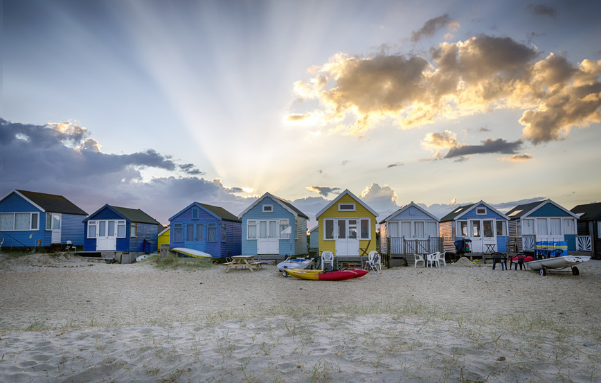 Beach huts at Hengistbury Head near Bournemouth in Dorset
